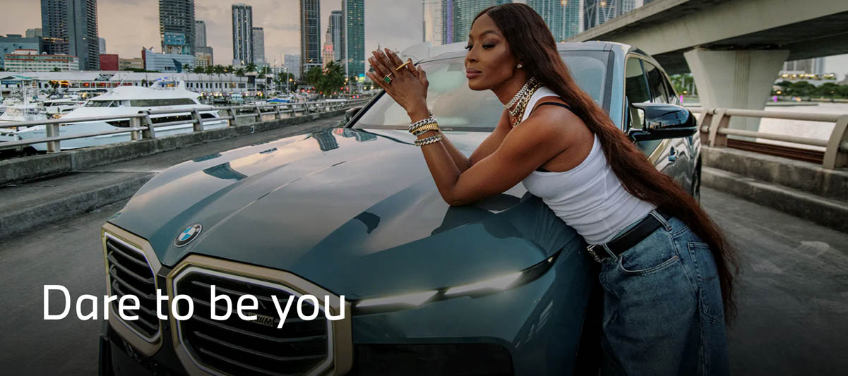 Supermodel Naomi Campbell and the new BMW